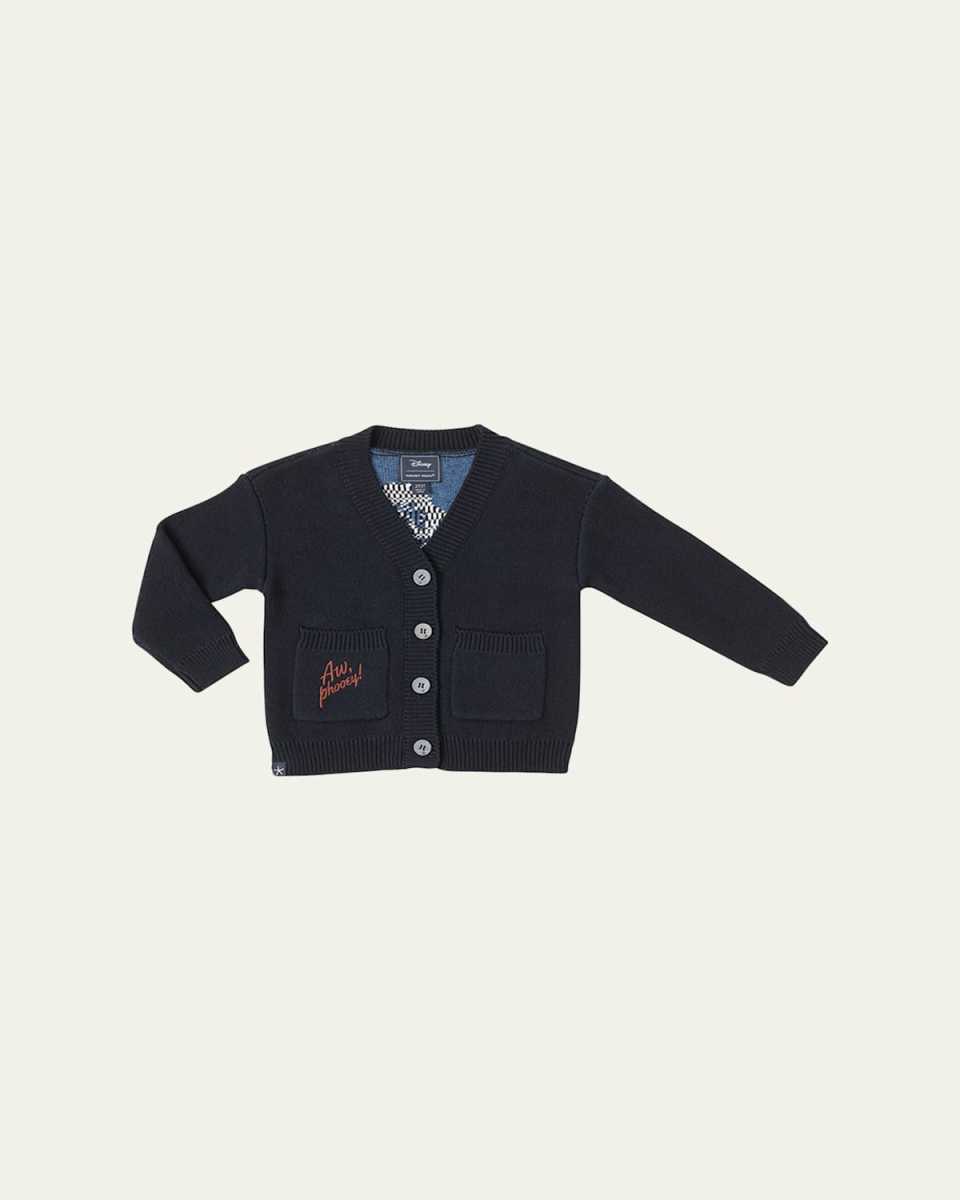 Boy's Cozy Chic Donald Duck Intarsia Cardigan, Size 2-5